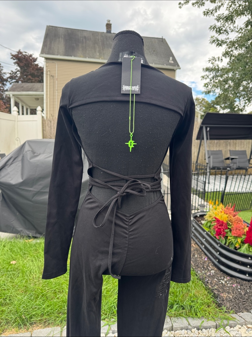 Darker wavs dollskill Black Long-Sleeve Wide-Leg Jumpsuit